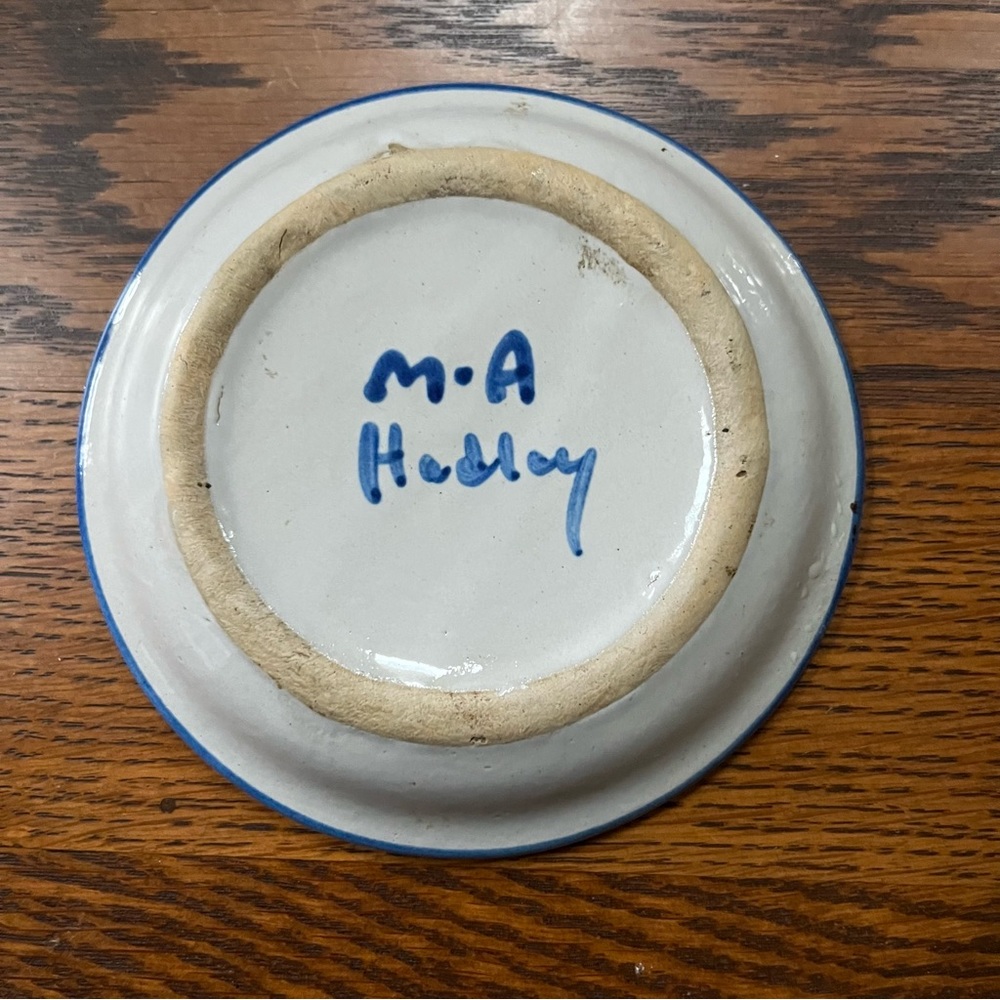 M.A. Hadley Happy Anniversary Coaster Plate Trinket Dish 4 1/8” - Picture 2 of 2
